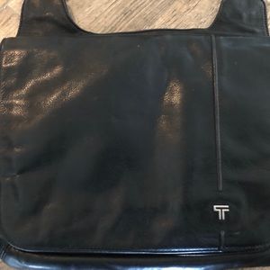 TUMI Black Leather Messenger Bag
